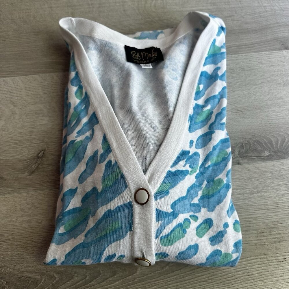 Bob Mackie Cardigan Wearable Art Blue Artsy Wearable Art Boho Resortwear Sz XL‎